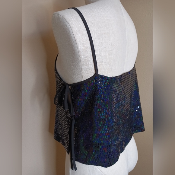 Las Pepas Black Sparkly Side Tie Top One Size - Picture 4 of 10